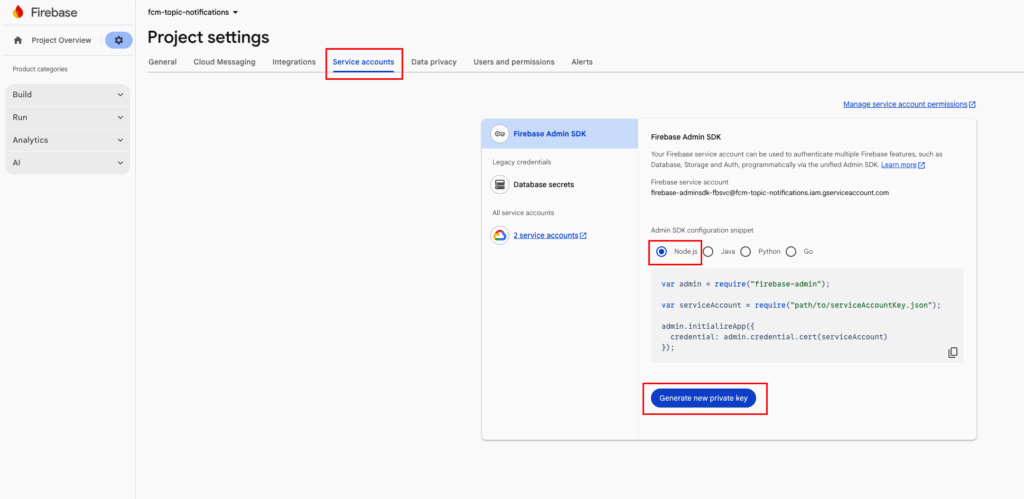 servic account configuration
