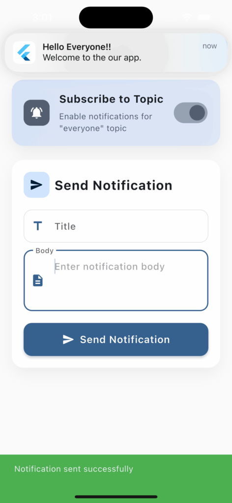 succesfull notification