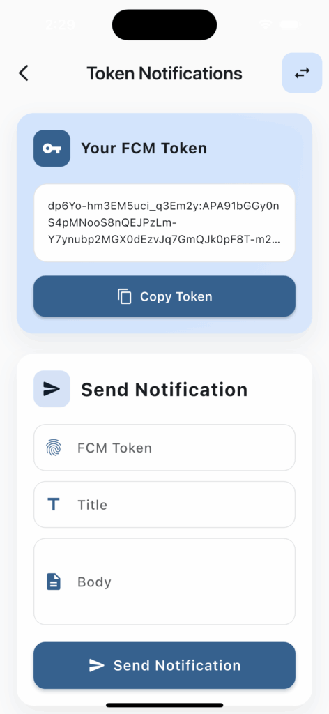fluter token nofitication